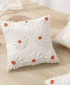 Lichtbeige Bloemen Kussenhoes