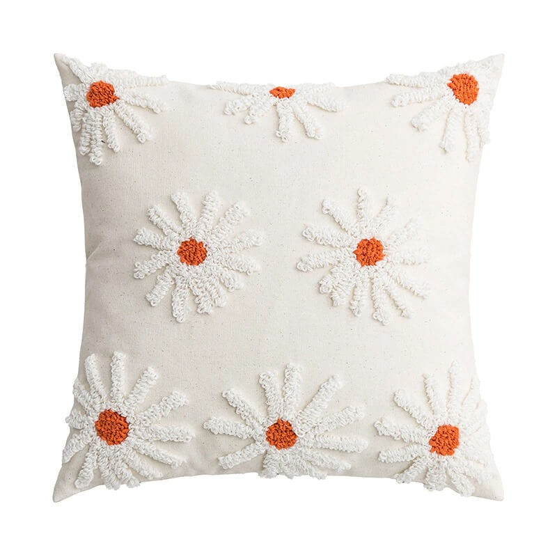 Lichtbeige Bloemen Kussenhoes