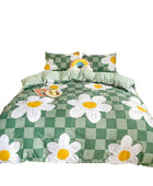 Lichtgroene Geruite Margrietjes Beddengoedset