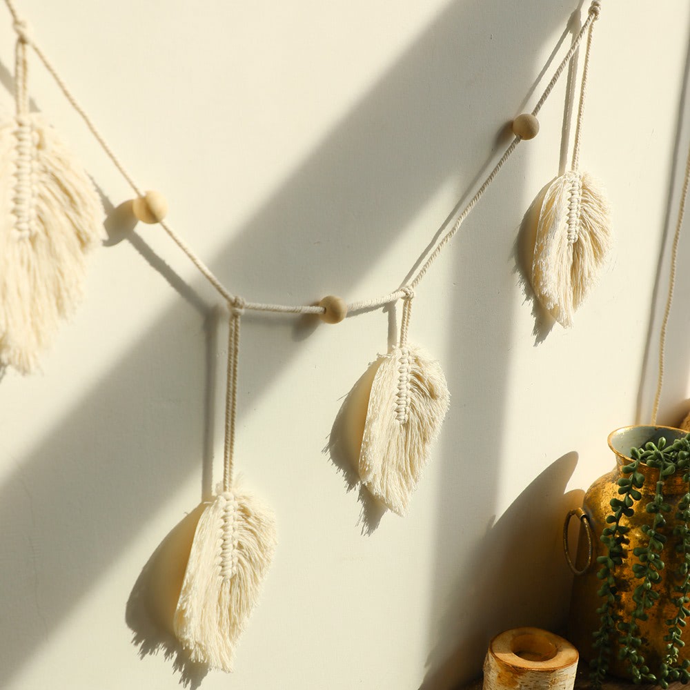 Macramé Blad Kwastjes Wanddecoratie