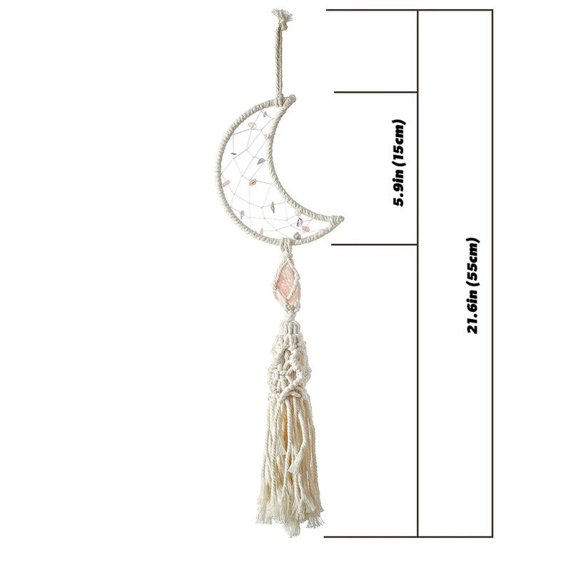 Macramé Dromenvanger met Maan en Kristallen