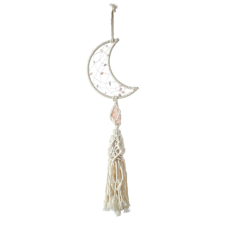 Macramé Dromenvanger met Maan en Kristallen