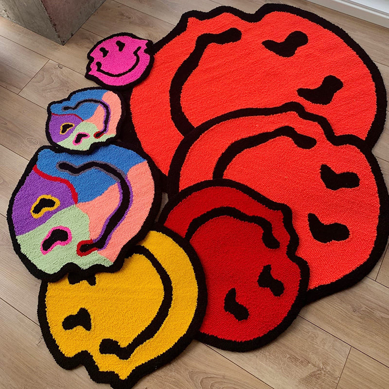 Melted Smiley Fluffy Accent Tapijt