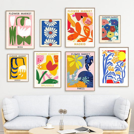 Moderne Flower Market Canvas Posters