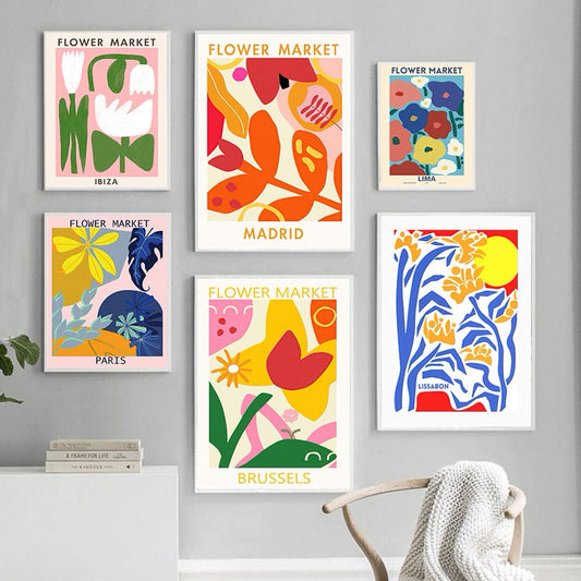 Moderne Flower Market Canvas Posters