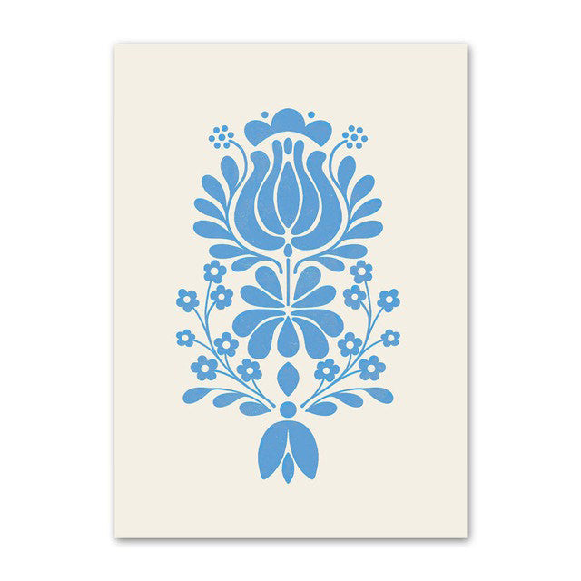 Pale Blue Flower Market Canvas Posters