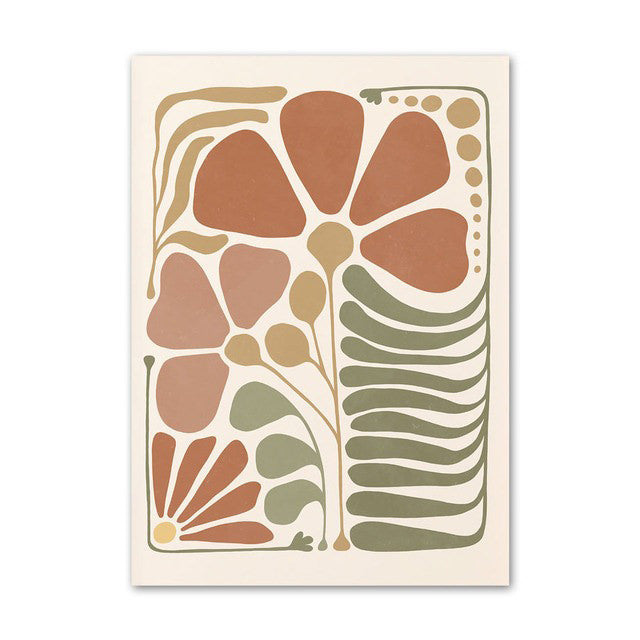 Pastel Bruinkleurige Bloemen Canvas Posters