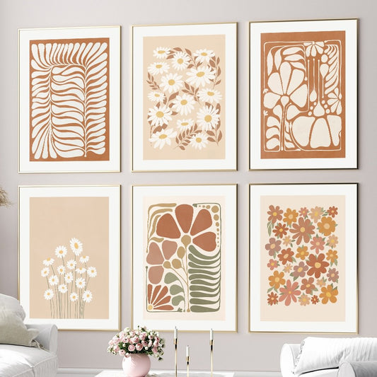 Pastel Bruinkleurige Bloemen Canvas Posters