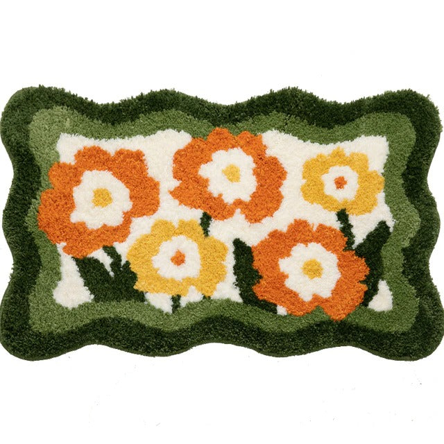 Fluffy Orange Daisies Accent Tapijt