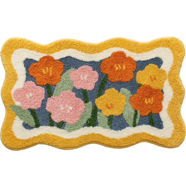 Fluffy Irregular Floral Accent Tapijt