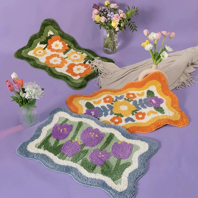 Fluffy Orange Daisies Accent Tapijt