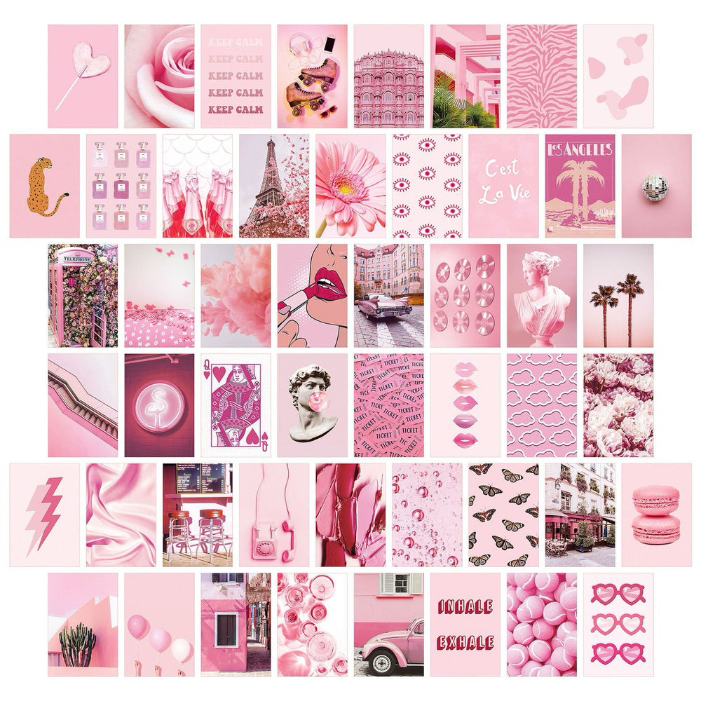 Roze Parijs Wandcollage Kaarten