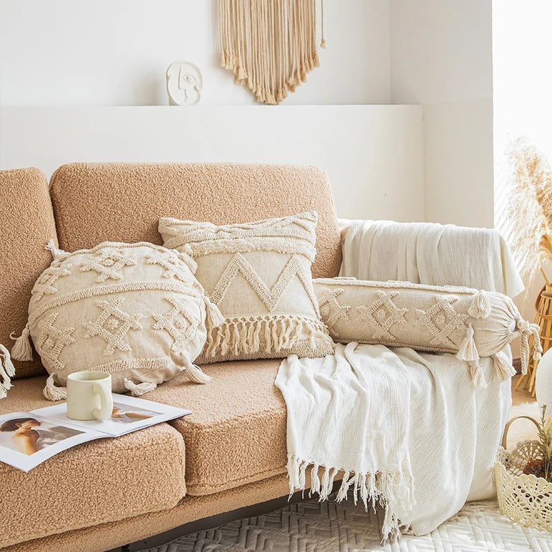 Beige Boho Kussenhoes