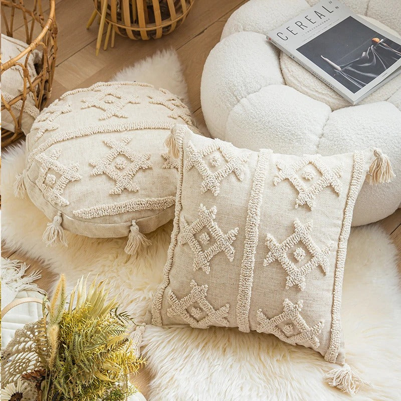 Beige Boho Kussenhoes