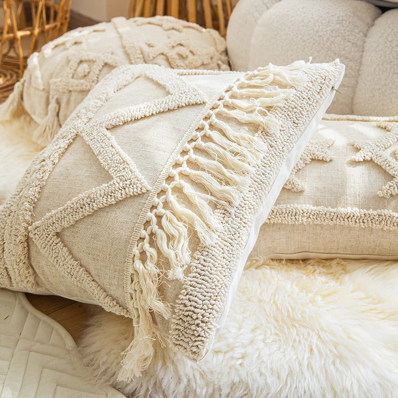 Beige Boho Kussenhoes