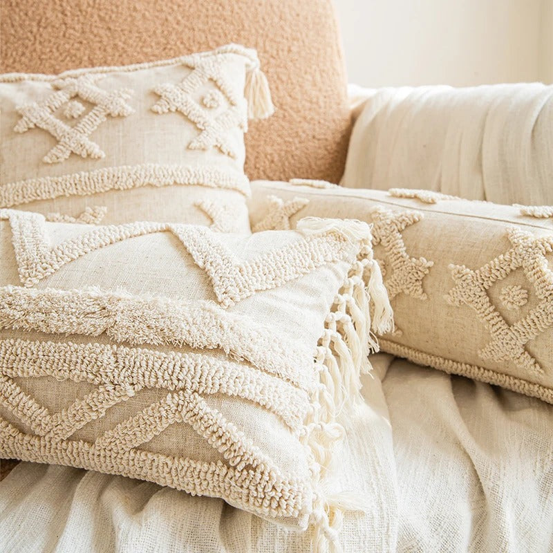 Beige Boho Kussenhoes
