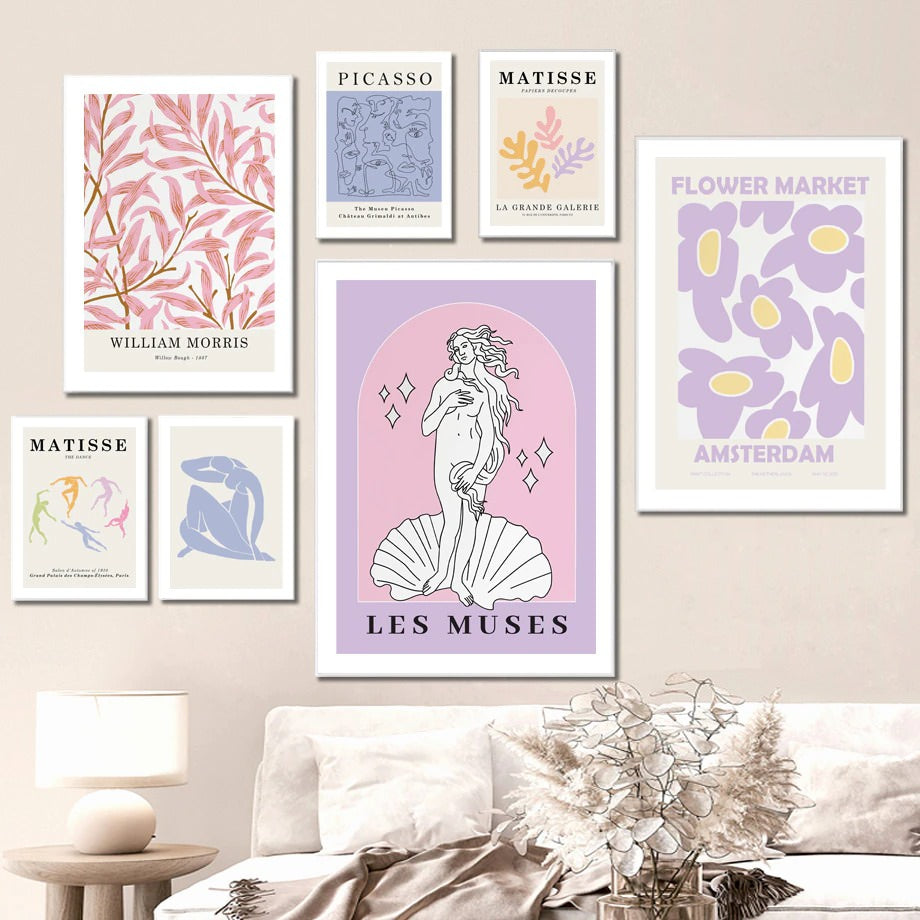 Pastel Paarse Kunst Canvas Posters