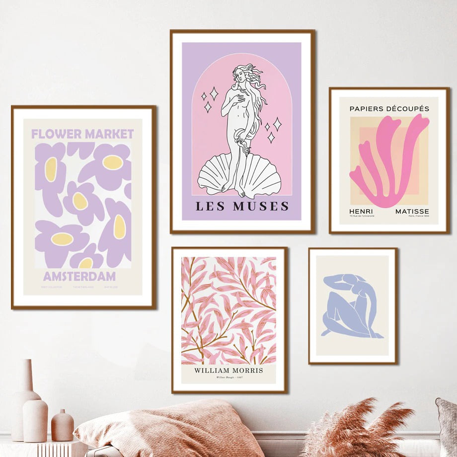 Pastel Paarse Kunst Canvas Posters