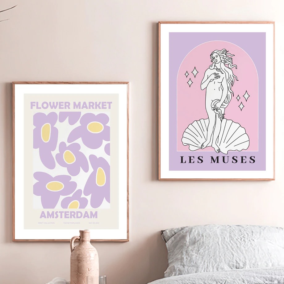 Pastel Paarse Kunst Canvas Posters