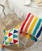 Kussenhoes met Regenboog Kwastjes