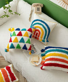 Kussenhoes met Regenboog Kwastjes