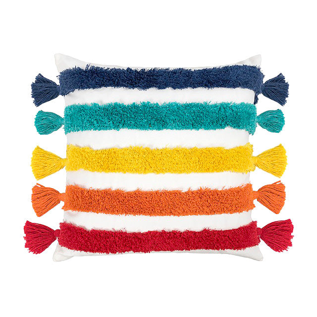Kussenhoes met Regenboog Kwastjes