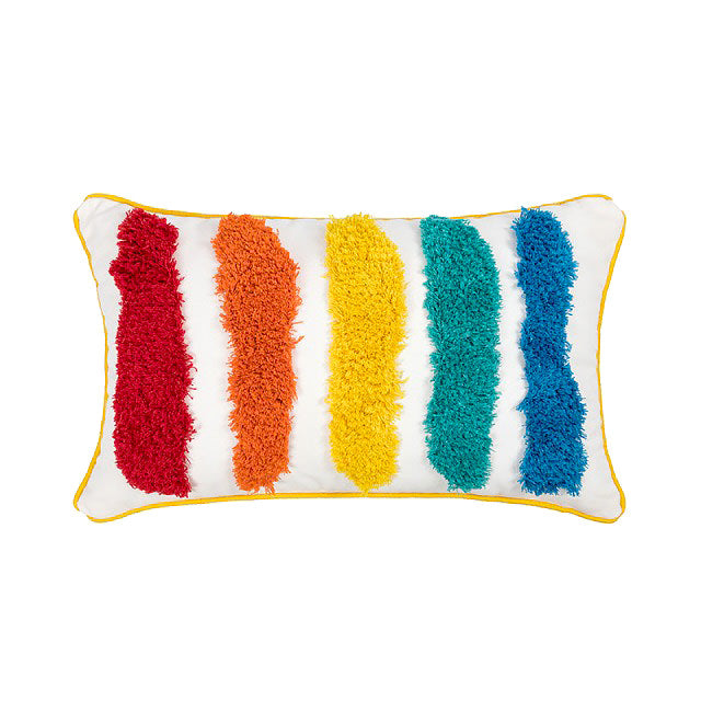 Kussenhoes met Regenboog Kwastjes