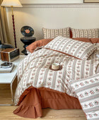 Retro Bruine Bloemenprint Beddengoedset