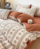 Retro Bruine Bloemenprint Beddengoedset