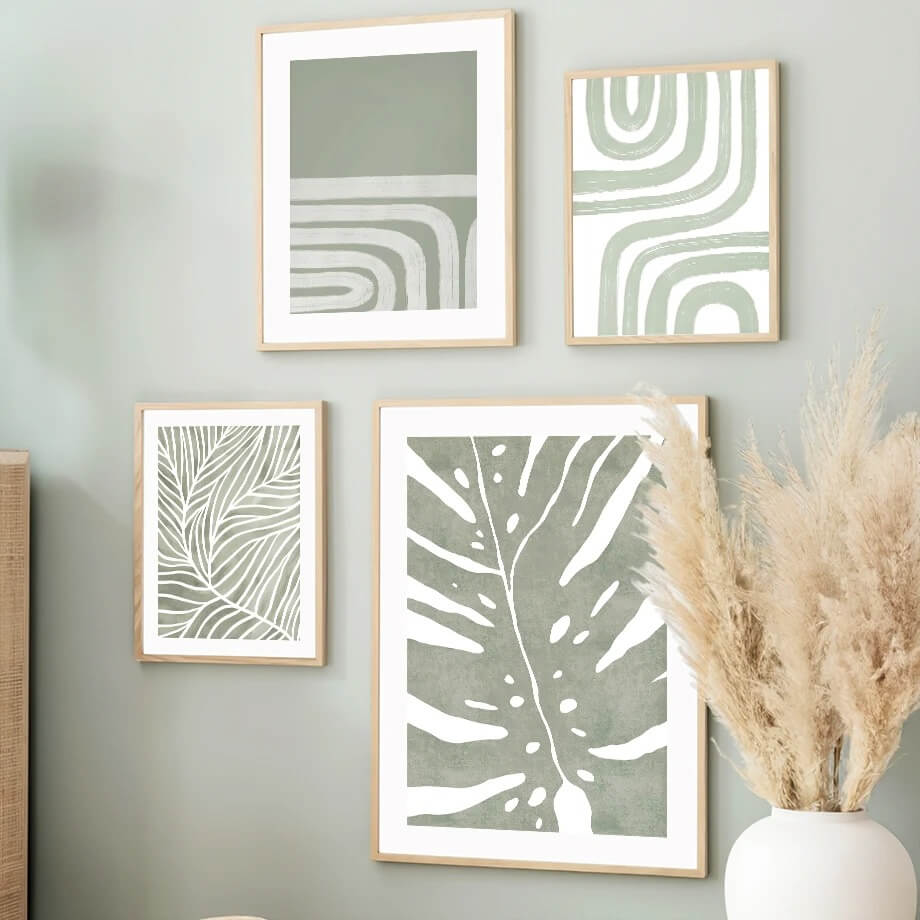 Sage Green Aesthetic Ornamenten Canvas Posters