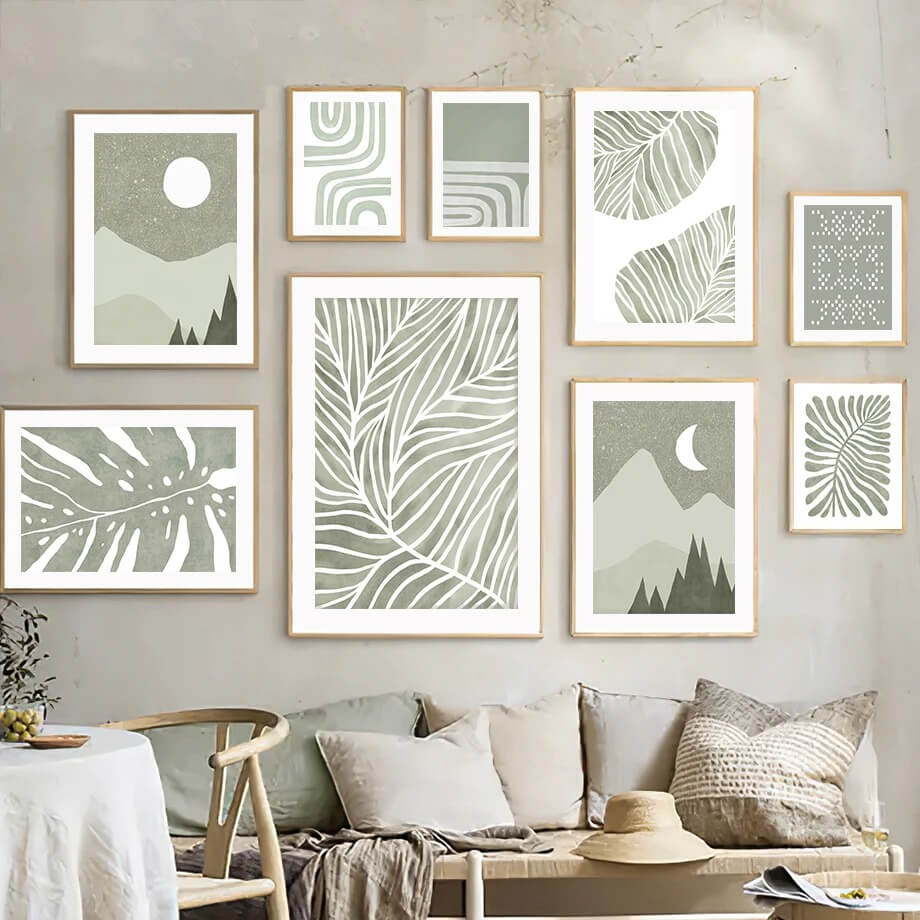 Sage Green Aesthetic Ornamenten Canvas Posters