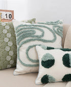 Sage Green Getufte Cirkels Kussenhoes