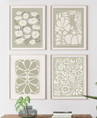 Sage Green Bloemen Canvas Posters