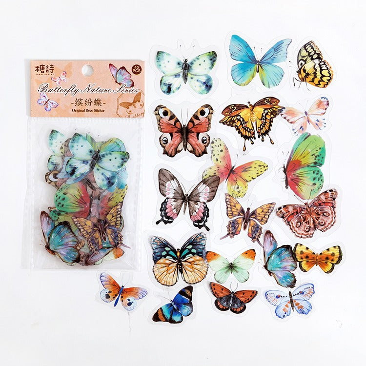 Vintage Vlinder Sticker Set