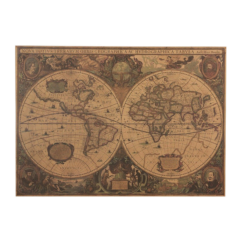 Vintage Wereldkaart op Kraft Papier