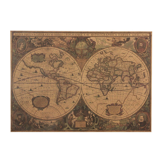 Vintage Wereldkaart op Kraft Papier