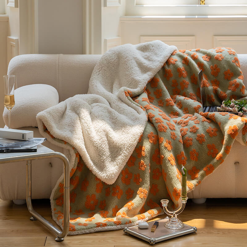 Fluffy Vintage Kamillepatroon Deken
