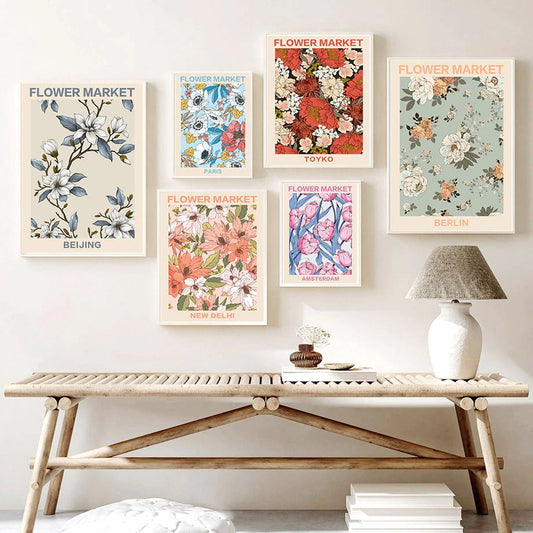Vintage Pale Floral Art Canvas Posters
