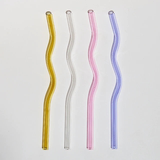 Pastelkleurige Glazen Wavy Rietjes