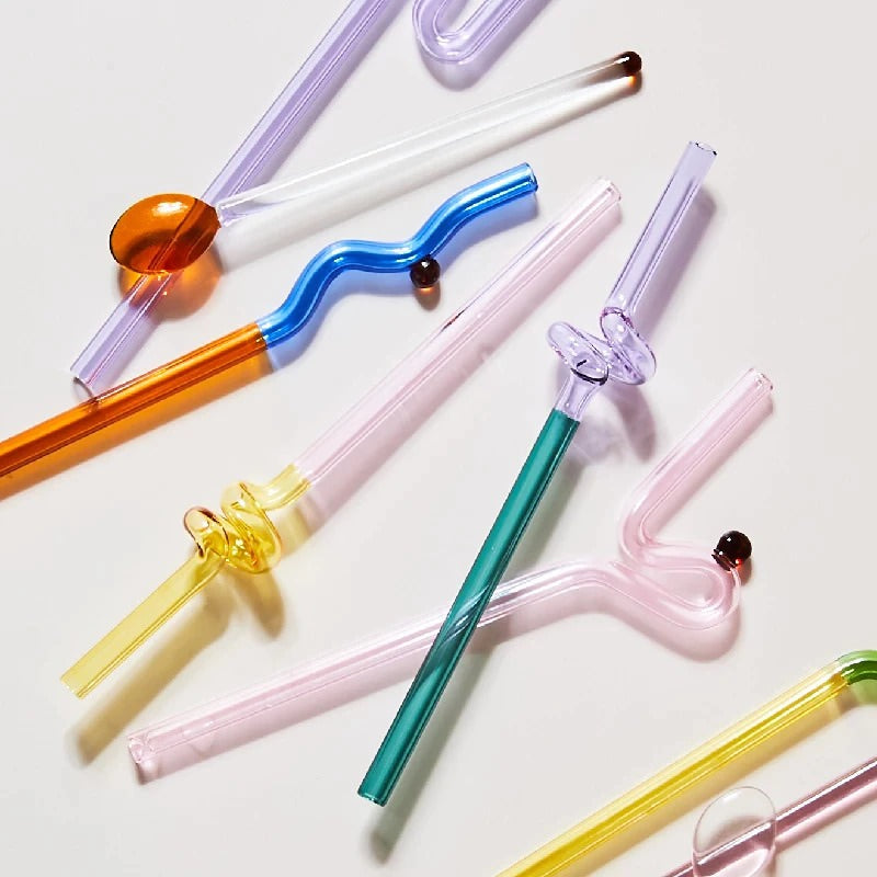 Pastelkleurige Glazen Wavy Rietjes