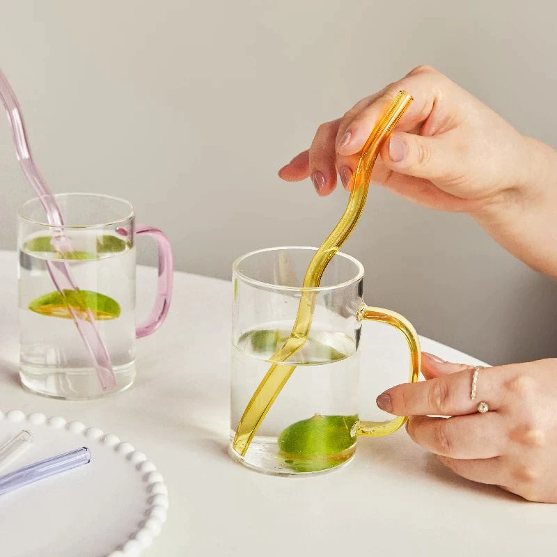 Pastelkleurige Glazen Wavy Rietjes