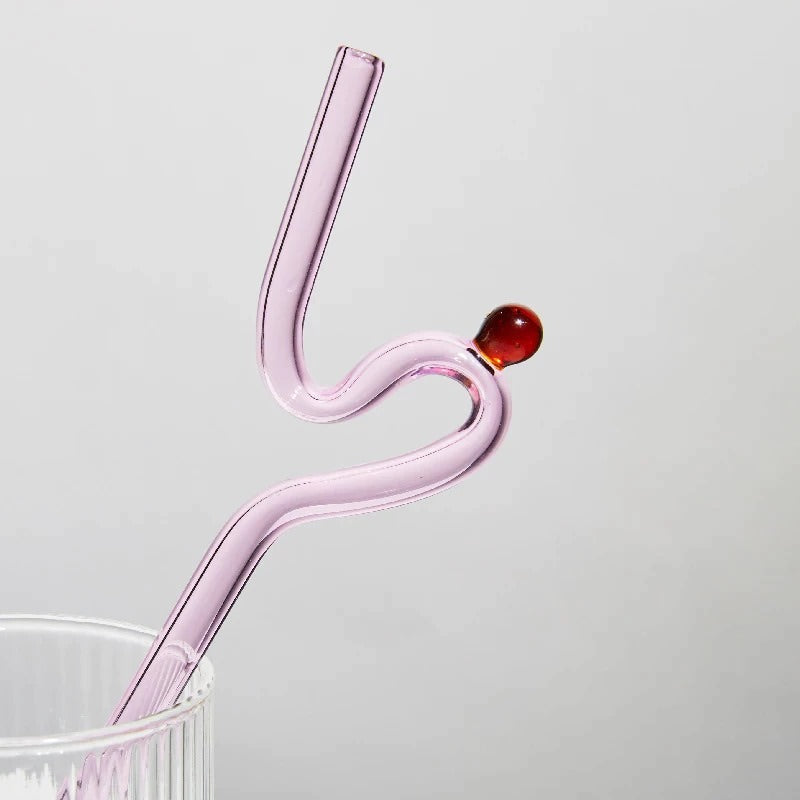 Pastelkleurige Glazen Wavy Rietjes
