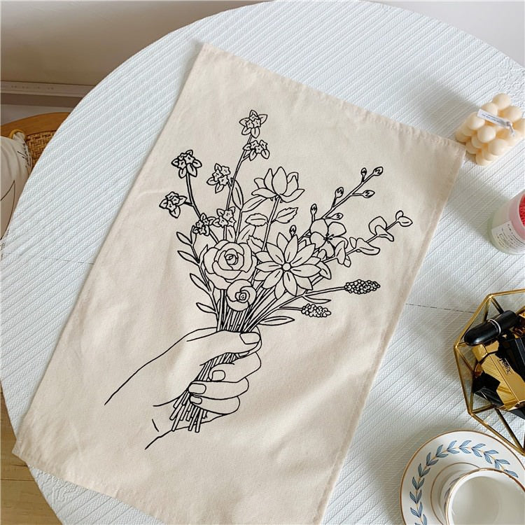 Outline Wilde Bloemen Mini Wandtapijt