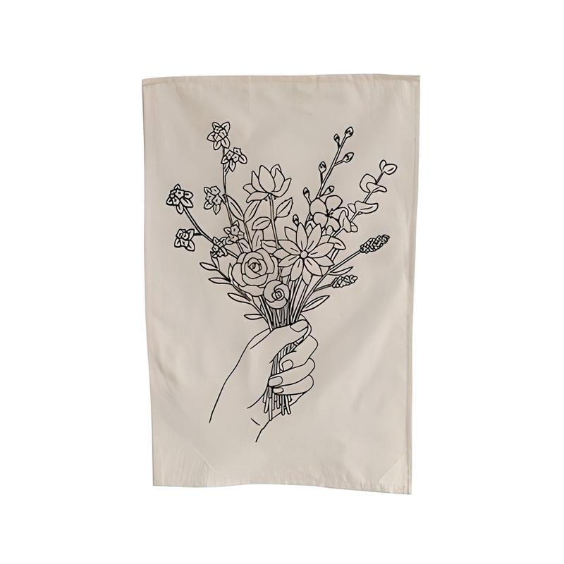 Outline Wilde Bloemen Mini Wandtapijt