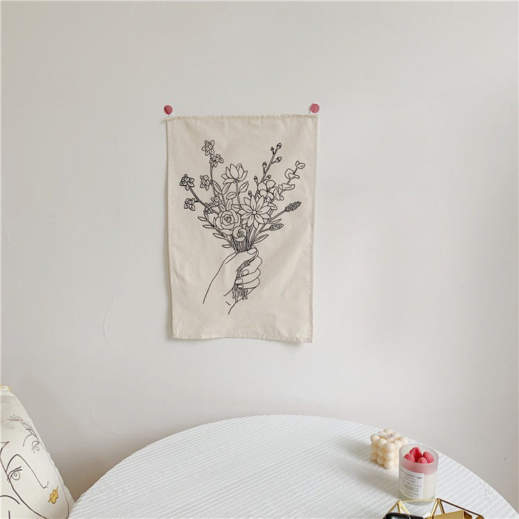 Outline Wilde Bloemen Mini Wandtapijt