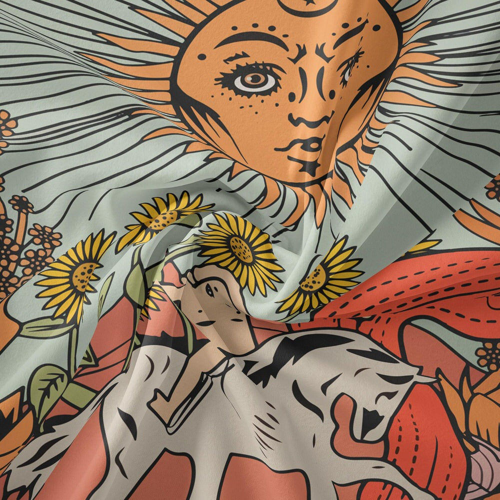 "The Sun" Tarot Gekleurd Wandtapijt