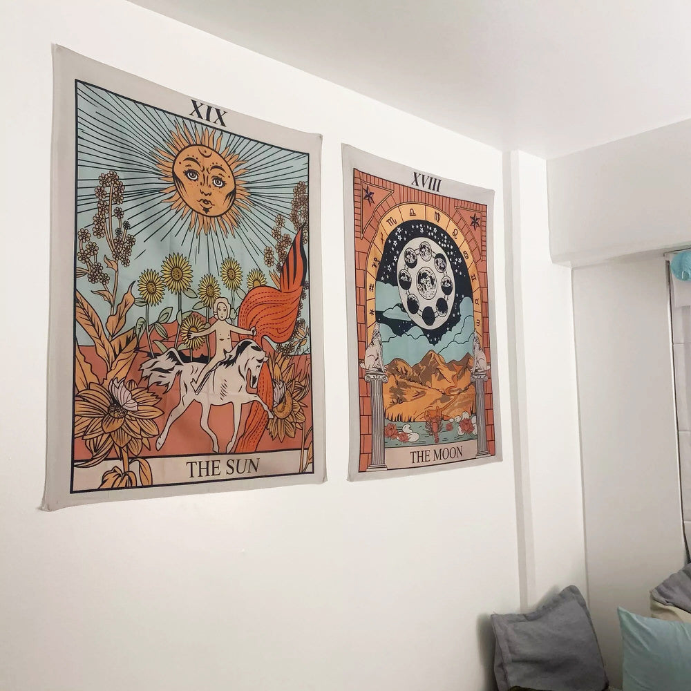 "The Sun" Tarot Gekleurd Wandtapijt
