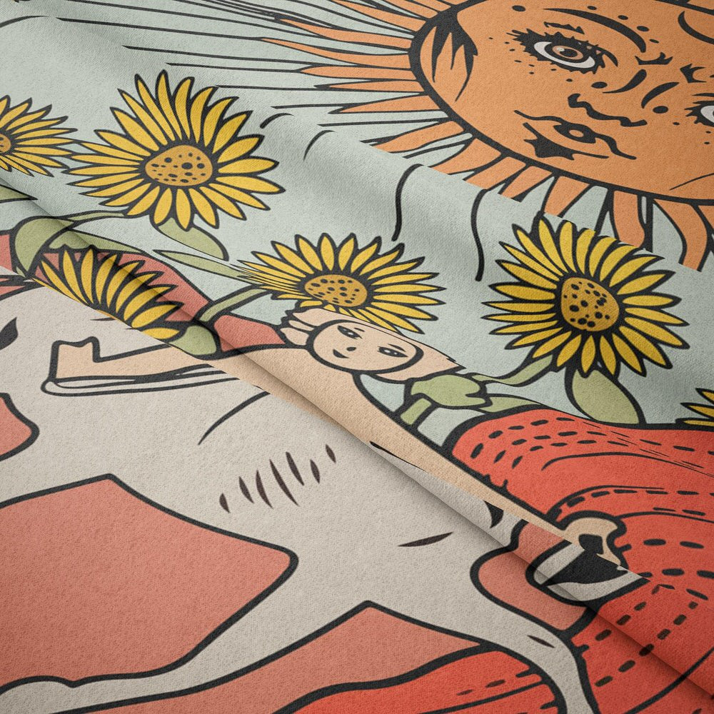 "The Sun" Tarot Gekleurd Wandtapijt
