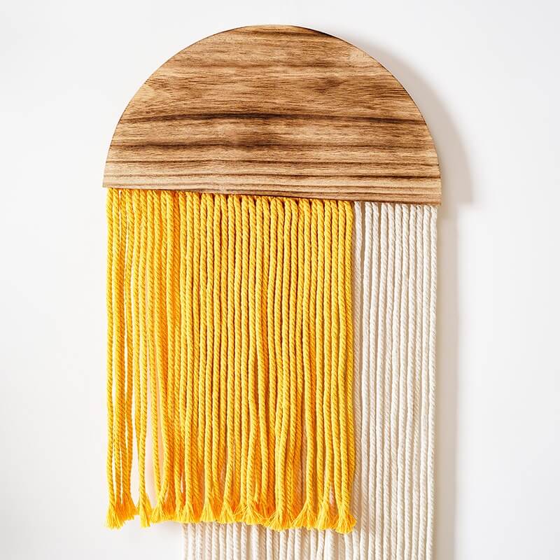 Houten Halve Cirkel Macramé Wanddecoratie