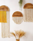 Houten Halve Cirkel Macramé Wanddecoratie
